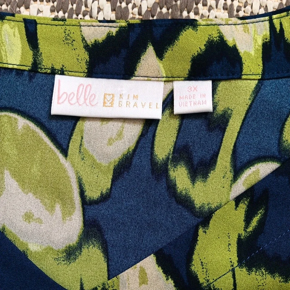 Bellisima by Kim Gravel Tunic Womens Plus 3X Green Blue Flowing Geometric Career - Picture 11 of 12